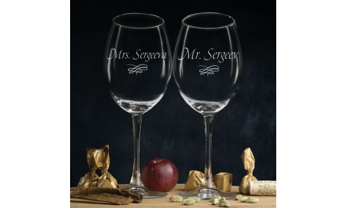 Комплект именных бокалов для вина "Мистер и Миссис"