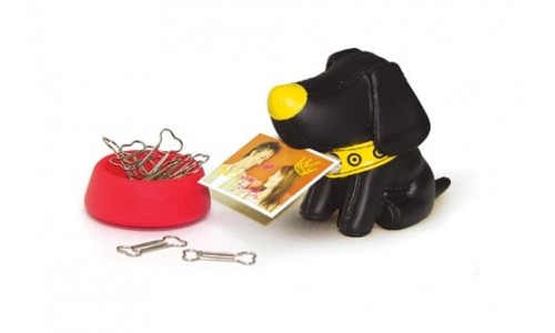 Подставка для скрепок и визиток Собачка (черная)