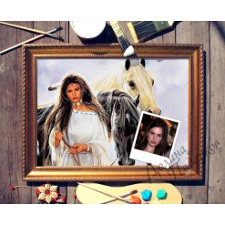 Портрет по фото *Девушка с лошадьми*