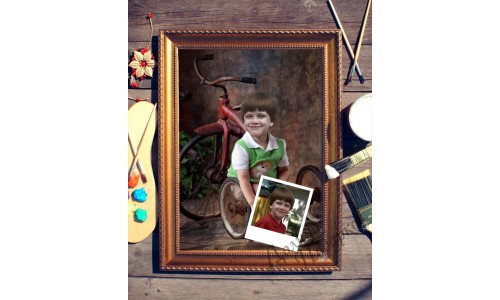 Портрет по фото *Мальчик с велосипедом*