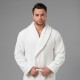 Мужской халат со своим текстом вышивки (белый)