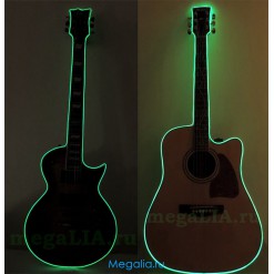 Неоновый шнур для гитары 3 метра, цвет зелёный