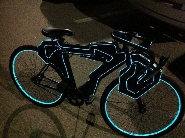 Подсветка велосипеда из неонового шнура