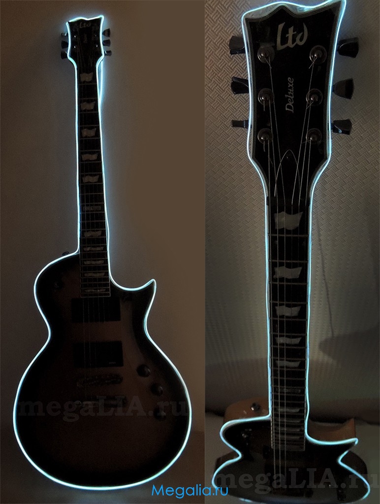 Неоновый шнур для гитары 3 метра, цвет белый
